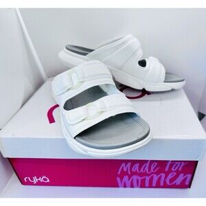 Ryka Womens - Big girls Devotion Sand White Slide Sandals Shoes 5.5 M NEW In bOX